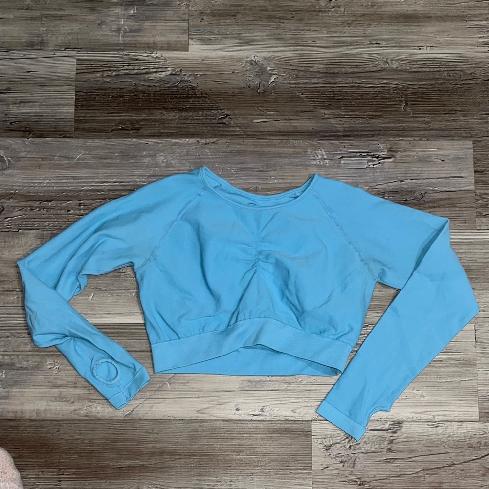 Women's Blue Long Sleeve Workout Top